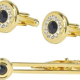 Shining Jewel Designer Stylish 3 pcs Accessories Formal Elegant Gold Plated Cufflinks + Tiepin Set for Men (SJ_7132)-image-45