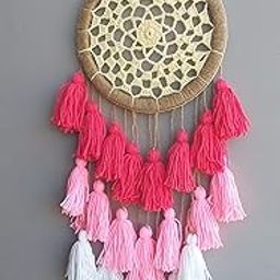 Wool Kavya Craft Present Crotches Pink Dream Catcher Wall Hanging For Home Decoration Craft Material-image-3