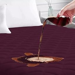 AJISH 100% Waterproof Polycotton Mattress Protector Bed Cover - Corners Elastic - Ultra Soft & Breathable - Best for Hair & Skin - Machine Washable (Double - 72X72 inch | 6X6 feet, Wine)-image-43