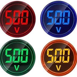 SP Electron (Set of 4) AC 60-500V LED Voltage Meter Indicator Signal Light Digital Display Voltage Meter Indicator Round Lamp Tester (Red, Blue, Green, yellow)-12