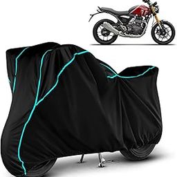 VOICO Water Resistant Bike Cover Dustproof UV Protection Bike Body Cover for Triumph Speed 400 All-Weather Protection with Aqua Blue Piping - (Black)-12