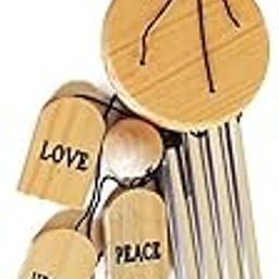 Synlark Wind Chimes for Home Balcony Garden Positive Energy, Home Decor Hanging with Good Sound, 4 Silver Pipes with msg (Wooden)-image-65