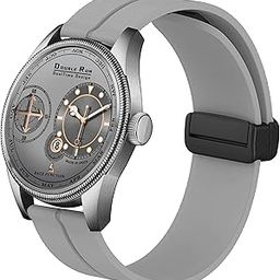 DOUBLERUN Chonograph Date Display Radium Dial Analoge Silicone Magnetic Belt Watch for Men, Series S-180-45-46