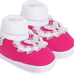 Baby Boys & Girls Frill Butterfly Rani Booties for 0 to 12 Months Infants Light Pink-image-45