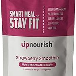 Upnourish Meal Replacement Shake | Strawberry Flavour | 21.7g Protein, 5.3g Fibre, 24+ Nutrients | 90% Whey Isolate | Weight Loss | 50g Pack-25