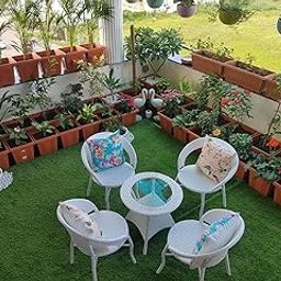 Alisha Craft Patio Chair Sets Garden Wicker Furniture Set for Outdoor Patio and Balcony, Powder Coated Frame, UV Protected Wicker [4 Chairs, 1 Table]-image-17
