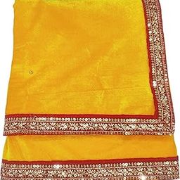 Shirdi Velvet Shawl (Cross Border) for SaiBaba/Saibaba Angavastram/Ganpati baithak aasan/Dargah Chaadar/Puja Aasan Table Cloth/Shawls for Multipurpose Religious 2 Meter (Yellow-Red)-29