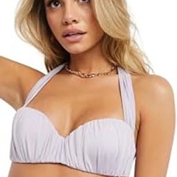 DESIGN bust ruched halter tie bikini top in silvery SIZE 34C-picture-53