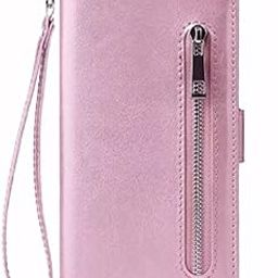 TELETEL Zipper Series Flip Mobile Cover Pu Leather | Card & Cash Pockets | Magnetic Loop | Front Zip Lock Wallet Case (Pink) for New Samsung F42 5G-16