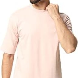 Round Neck Short Sleeves Cotton Casual PeachT-Shirt-image-11
