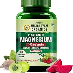 Vlado's Himalayan Organics Plant Based Magnesium Supplement 1360mg With Turmeric Spirulina, Wheatgrass, Moringa | Supports Bone Muscle & Bone Health | Boost Energy Level - 60 Veg Tablets-53