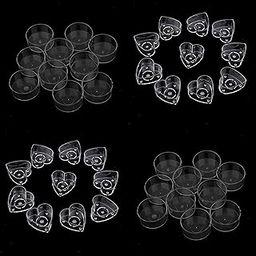 Jhintemetic® - Pack of 50, 25 Plastic Acrylic Heart Shape Tealight Cups Holders & 25 Plastic Acrylic Round Shape Tealight Cups Holders with 50 Candle Wicks (1-Inch) for DIY Candle Making-2