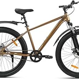 Squad 26T | MTB | Steel Bicycle | Dual Disc Brakes | Single Speed | Front Suspension | Unisex | for All-Terrain Riding (Brown)-31