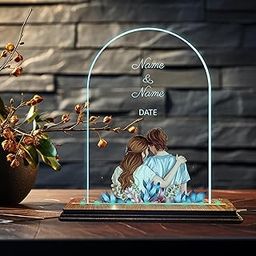 Brown Cloud Acrylic Customized Decorative LED Table Lamp, Gift for Anniversary,Valentine Day, Choose from Four LED colours and many Personalized designs (LED ANN VAL ADP IB 10)-31