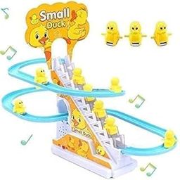 WireScorts Duck Track Toys for Kids - Small Ducks Stair Climbing Toys for Kids, Escalator Toy with Lights and Music - 3 Duck Included - Duck Track Yellow-29