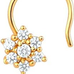Cubic Zirconia Gold Plated Daisy Bloom Floral Nose Ring for Womens NR1100124G-32