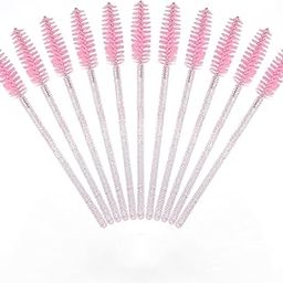 VOIISH 50 Pcs Mascara Wands Disposable Eyelash Brushes for Extensionss Eye Lash Applicator Makeup Tool Crystal Light Pink-picture-44