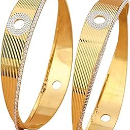 Elegant Gold-Plated Bangles for Women Traditional Design Jewelry (1 Pair)(OL-B-07)-picture-51