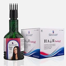 Skinovate Hair Strengthening Combo – Herbal Hair Growth Oil (100ml) & Biotin Hair Cocktail Tablets (20 Tabs) | Nourishes Scalp, Reduces Hair Fall & Promotes Hair Growth | Unisex Hair Care Duo-image-59
