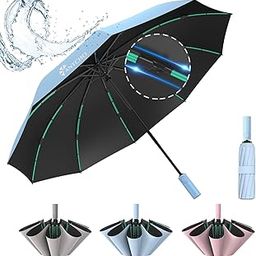 Umbrella 3 Fold - Automatic Umbrella for Women and Men -Folding Umbrella with 50 Sturdy Ribs - UV Protect 3 Fold Umbrella for Women(Blue)-image-20