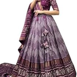 Women Tussar Silk With Patola Print And Foil Work Semi Stitched Lehenga choli (WINE4)-picture-17
