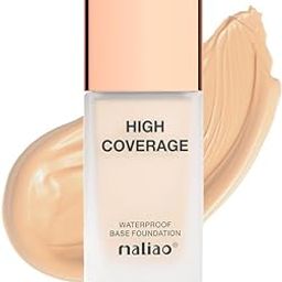 Maliao High Coverage Waterproof Base Foundation | Long-Lasting Full Coverage | Flawless All-Day Glam | Matte Finish | Sweat & Oil Resistant | Lightweight & Breathable Formula | Natural Beige, 40ml-12