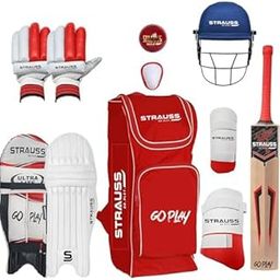 Strauss Kashmir Willow Right Hand Leather Cricket Kit | Size: Full Size | Ideal for Age 13+ | Cricket Accessories for Boys | for Training & Matches | Set of 9 | includes Leather Cricket Ball, (Red)-image-40