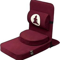 Friends of Meditation Large Relaxing Buddha Meditation Chair with Back Support Cushion (100% Cotton, Maroon, Seat Size: 21x18 inches)-image-83