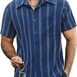 Print Cotton Multi-Colored Short Sleeve Button Down Beach Outfits for Men Shirt-image-63