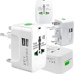 GIGAWATTS Universal Travel Adapter with Dual USB AC/DC 6A/5V Charging Ports 1000mAh All in one Multipurpose Power Plug Portable International Travelling for Phone Camera Laptop (Pack of 1, White)-37