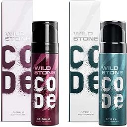 Wild Stone CODE Steel and Iridium Body Perfume for Men, Pack of 2 (150ml each)|No Gas Deodorant|Long Lasting Body Spray-51