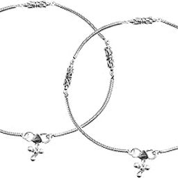 Women's 925 Sterling Silver BIS Hallmarked Antique Oxidized Stylish Anklets for Women & Girls-image-51