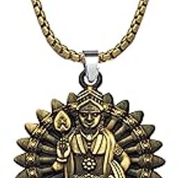 Lord Kartikeya Metal Pendant With 22 Inch Box Stainless Steel Chain | Murugan Necklace for Men & Women | Hindu Religious Spiritual Jewelry-image-102