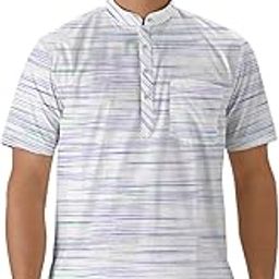 Men's Khadi Cotton Short Kurta, Front Pocket, Horizontal Design-image-94