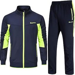 Men's Track Jacket Pants Sport Sweat Suit Set(Blue Green, US XXL)-picture-29