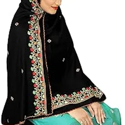 ebadat Beautiful Embroidered Black Women Dupatta/Hijab on fabric RAYON-picture-8