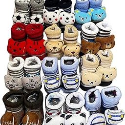 Newborn Baby Booties cum Socks soft, cute animal designs | Infant footwear for baby showers & gift, warm, comfortable foot warmers for little one (0-6 months baby)-image-57