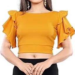 london belly Women's Cotton Top with Design, Stylish Outings and Fashion Statements Puff Sleeve Round Nack-picture-2