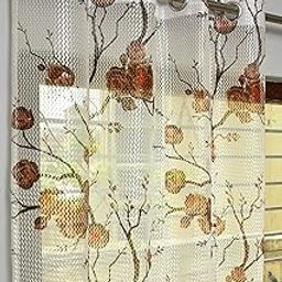 Galaxy Home Decor Polyester Premium Sheer Floral Printed Net Transparent Grommet Curtains for Long Door (Brown, 8 Feet) - Pack of 2-picture-6