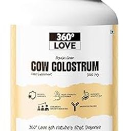 360 Love Cow Colostrum 1000 mg - 60 Veg Capsules | Supports Gut Health, Boosts Immune System | Enhances Muscle Growth Recovery-62