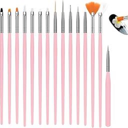 NAILWIND Nail Art Brushes, Nail Art, Design Dotting Painting Drawing Polish Brush Pen Tools,Nail Designs on Gel Acrylic and Natural Nails- Salon PINK, 15 PCS-image-46
