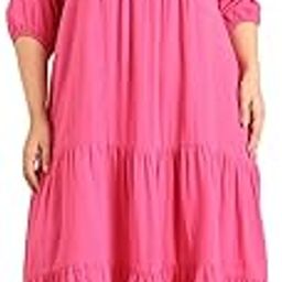Women's Plus Hot Pink Tiered Dress (DRS Yoke PINKDC)-image-20