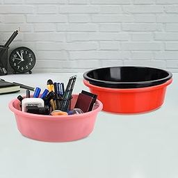 Pack of 3 Desk Organizer | Stationery Organizer | Multipurpose Organizer | Office Supplies for Pen-Pencil-Staplers | Desktop Organizer | 6 LTR | Red & Black & Light Pink-image-72