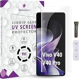 Mobilebies® Advanced HD+ UV Tempered Glass Screen Protector For Vivo V40 / Vivo V40 Pro 5G (6.78 Inch, Pack of 1) Full Adhesive UV Curved Screen Guard, Case Friendly with installation kit & Guide-25
