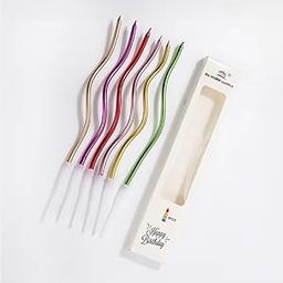 Rainbow Candle Premium Metallic Spiral Birthday Candles, 6 Pack, Multi-Colour-image-60
