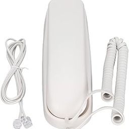 UniMarket® Wall Mountable Phone, Mute Function Space Saving Mini Wall Telephone Pause Function FSK DTMF Dual System Function ABS for Home for School-34