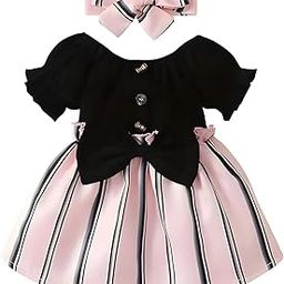 Mustang Lining Printed Kitkat Top Baby Frock for Baby Girls-56