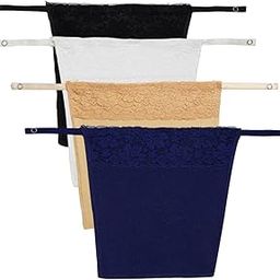 Women's Cotton Spandex Clip-On Mock Camisole with Lace Camisecret -Set of 4 Black/White/Beige/Navy Blue (ONE Size)-picture-39