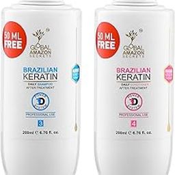 GLOBAL AMAZON SECRETS Combo of 2 Brazilian Keratin Shampoo and Keratin Conditioner C|, Sulfate Free/Professional Smoother-Shinier Damage free Hair | Sulfate Free Moisturizing 200 Ml each-image-34