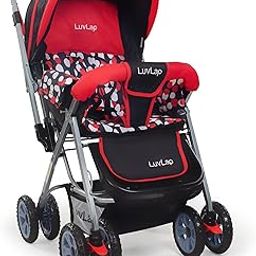 LuvLap Sunshine Baby Stroller/Pram for 0 to 3 Years, New Born/Toddler/Kid, 5 Point Safety Harness, Adjustable backrest, 360° Swivel Wheel, Large Storage Basket, Reversible Handlebar (Red)-15